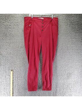 Old Navy Jeans Womens 16 Red Rockstar Super Skinny Button Fly Stretch Denim